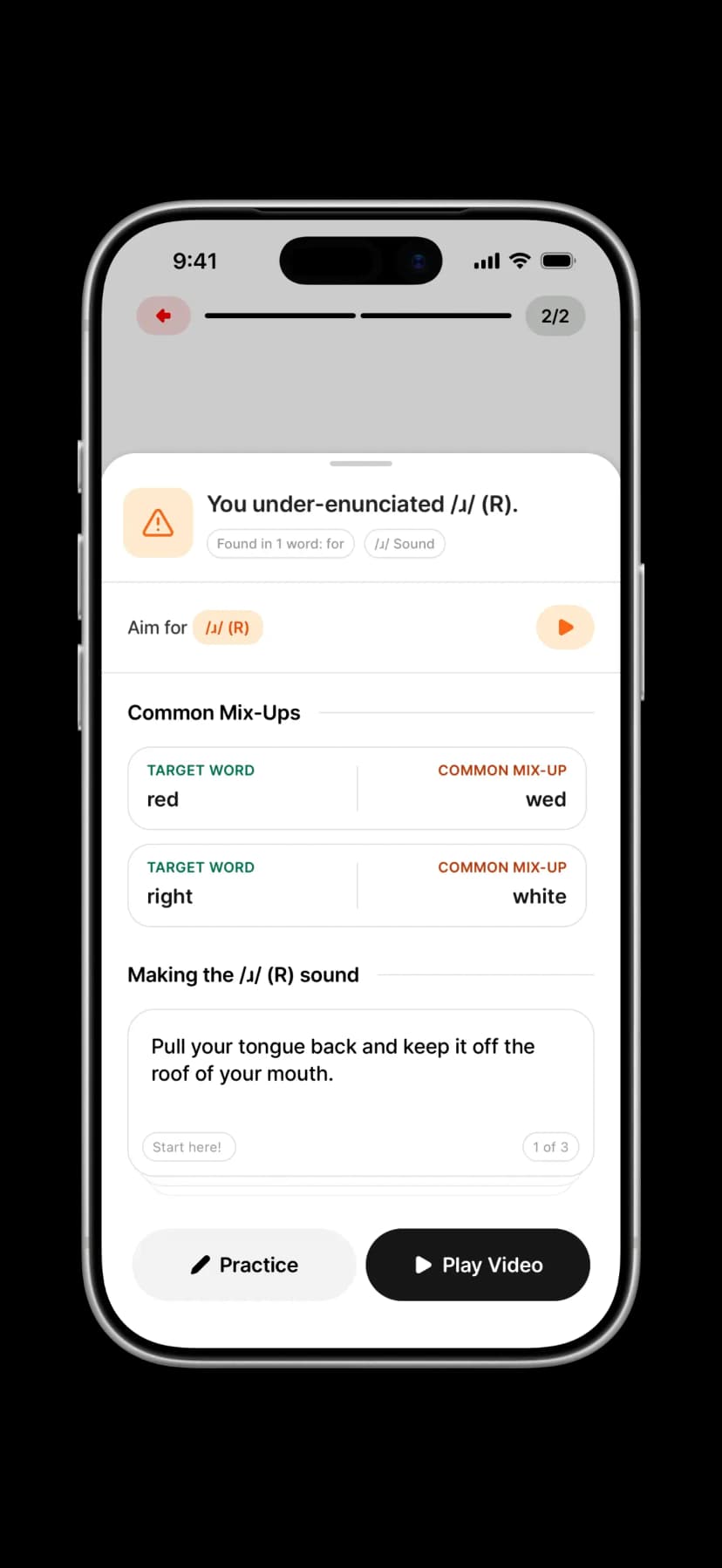 Preview of the Slay Speech mobile app
